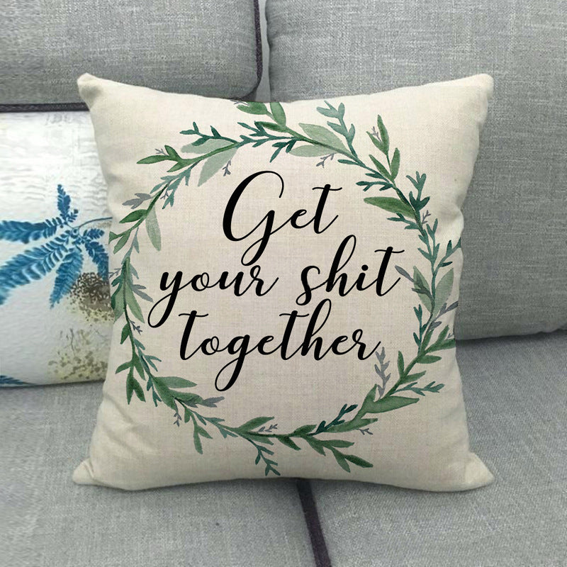 HKM-411411 Watercolor Rose Inspirational Linen Sofa Cushion Cover 45x45cm