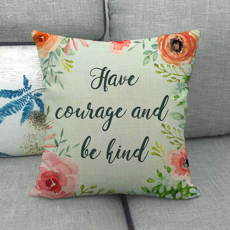 HKM-411411 Watercolor Rose Inspirational Linen Sofa Cushion Cover 45x45cm