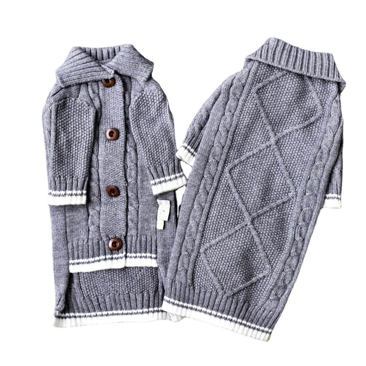 HKM-411539 Soft Cotton Knitted Cat Sweater in Gray for Hairless Cats, Size 2XL, XL, L, M, S