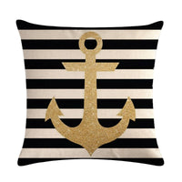 HKM-411667 Digital Print Anchor Linen Pillowcase - Cotton Blend, 45cm x 45cm