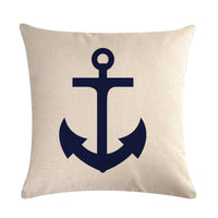 HKM-411667 Digital Print Anchor Linen Pillowcase - Cotton Blend, 45cm x 45cm
