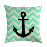 HKM-411667 Digital Print Anchor Linen Pillowcase - Cotton Blend, 45cm x 45cm
