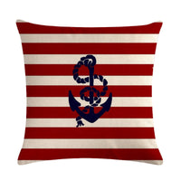 HKM-411667 Digital Print Anchor Linen Pillowcase - Cotton Blend, 45cm x 45cm