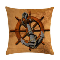HKM-411667 Digital Print Anchor Linen Pillowcase - Cotton Blend, 45cm x 45cm