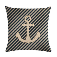 HKM-411667 Digital Print Anchor Linen Pillowcase - Cotton Blend, 45cm x 45cm