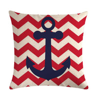 HKM-411667 Digital Print Anchor Linen Pillowcase - Cotton Blend, 45cm x 45cm