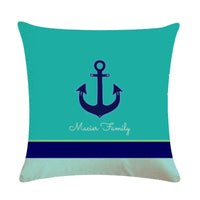 HKM-411667 Digital Print Anchor Linen Pillowcase - Cotton Blend, 45cm x 45cm