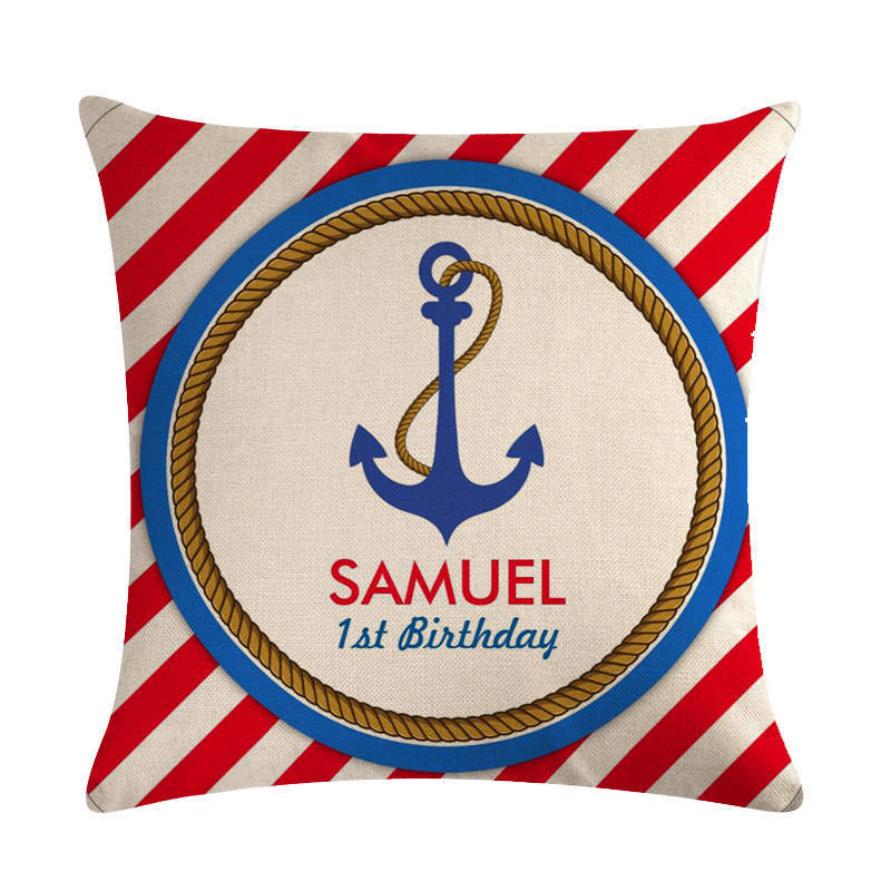 HKM-411667 Digital Print Anchor Linen Pillowcase - Cotton Blend, 45cm x 45cm