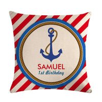 HKM-411667 Digital Print Anchor Linen Pillowcase - Cotton Blend, 45cm x 45cm