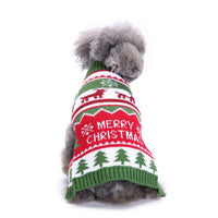 HKM-411859 Casual Wool Turtleneck Sweater for Dogs with Bone and Snowflake Design in Green and Blue