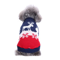 HKM-411859 Casual Wool Turtleneck Sweater for Dogs with Bone and Snowflake Design in Green and Blue