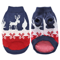 HKM-411859 Casual Wool Turtleneck Sweater for Dogs with Bone and Snowflake Design in Green and Blue