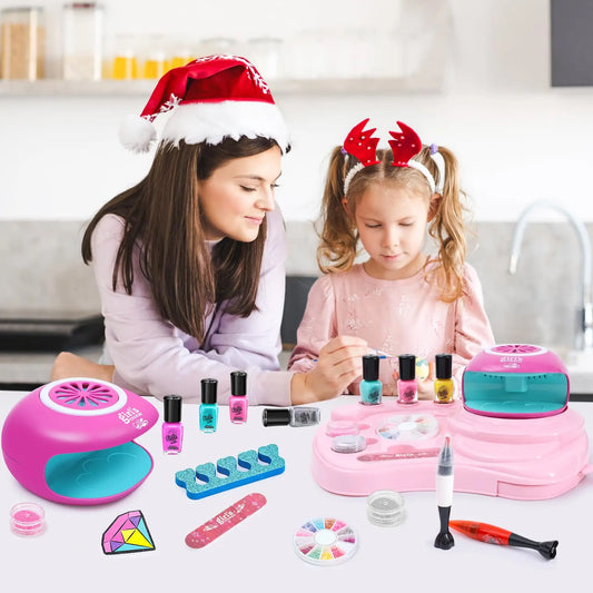 HKM-411923 Kids Nail Art Salon Set with Nail Dryer & Manicure Kit for Ages 2-12