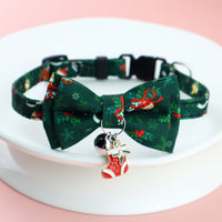 HKM-411987 Christmas-Themed Cartoon Pet Collar with Bow Tie and Various Patterns