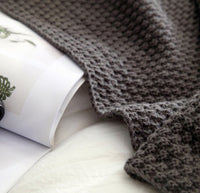 HKM-412051 Nordic Fringed Knit Blanket - Acrylic Fabric, Soft Throw for Office or Home Use