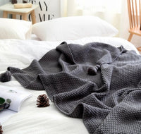 HKM-412051 Nordic Fringed Knit Blanket - Acrylic Fabric, Soft Throw for Office or Home Use