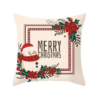 HKM-412115 Cartoon Snowman Printed Square Pillowcase in White, Simple and Stylish Design