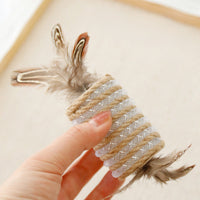 HKM-412115 Cat Feather Toy with Hemp Rope for Self-Grinding Claws and Sound Roller
