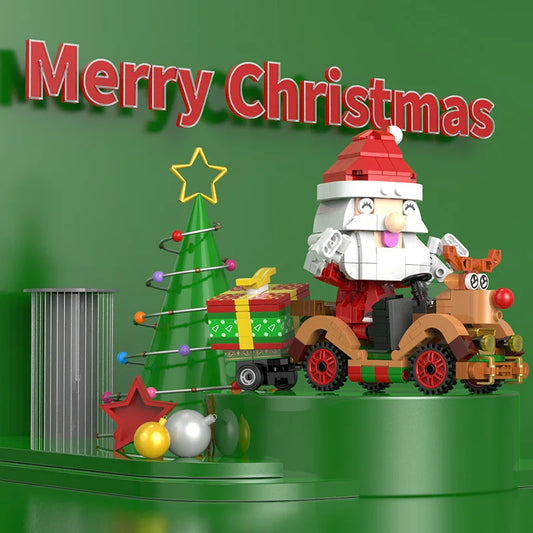 KTX-412115 Santa Sled Reindeer Building Blocks Set – Creative DIY Educational Toy for Kids