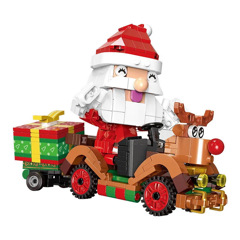 KTX-412115 Santa Sled Reindeer Building Blocks Set – Creative DIY Educational Toy for Kids