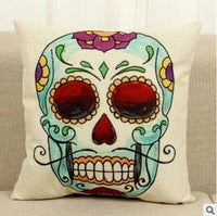 HKM-412115 Skull Pattern Fabric Cushion - 45x45cm Decorative Pillow