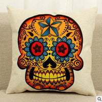 HKM-412115 Skull Pattern Fabric Cushion - 45x45cm Decorative Pillow