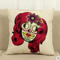 HKM-412115 Skull Pattern Fabric Cushion - 45x45cm Decorative Pillow