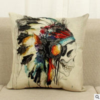 HKM-412115 Skull Pattern Fabric Cushion - 45x45cm Decorative Pillow