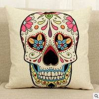 HKM-412115 Skull Pattern Fabric Cushion - 45x45cm Decorative Pillow