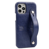 HKM-412371 Genuine Leather Wrist Strap Card Holder Phone Case for iPhone - Fashionable & Simple Design