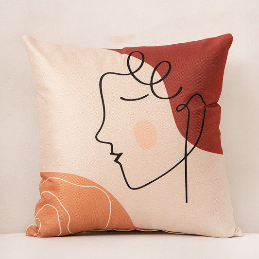 HKM-412499 Creative Stripe Decorative Pillowcase - Linen & PP Cotton, Versatile 45x45cm for Sofa, Office, Car, and More