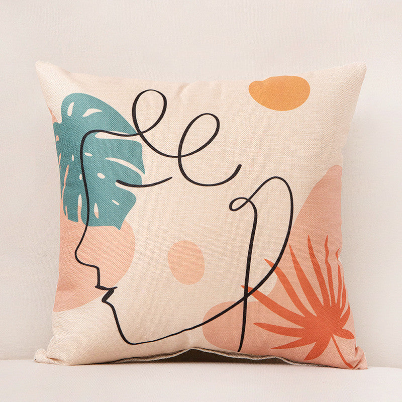 HKM-412499 Creative Stripe Decorative Pillowcase - Linen & PP Cotton, Versatile 45x45cm for Sofa, Office, Car, and More