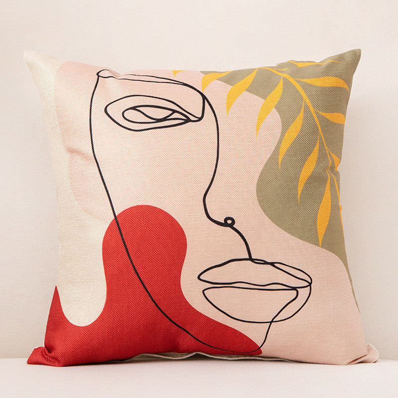 HKM-412499 Creative Stripe Decorative Pillowcase - Linen & PP Cotton, Versatile 45x45cm for Sofa, Office, Car, and More