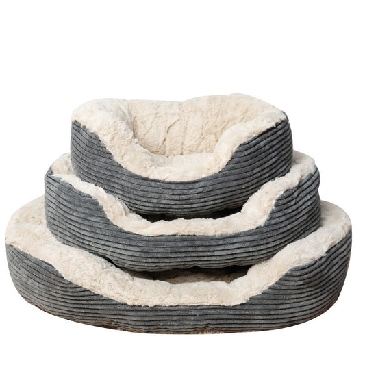 HKM-412563 Cozy Oval Plush Pet Mat for Cats and Dogs – Available in Gray and Multiple Sizes