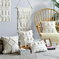 HKM-412563 Moroccan Tufted Geometric Throw Pillowcase in Cotton and Linen, 45x45cm & 50x30cm