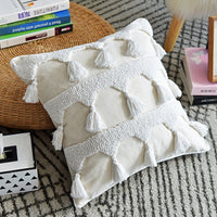 HKM-412563 Moroccan Tufted Geometric Throw Pillowcase in Cotton and Linen, 45x45cm & 50x30cm