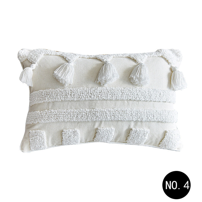 HKM-412563 Moroccan Tufted Geometric Throw Pillowcase in Cotton and Linen, 45x45cm & 50x30cm