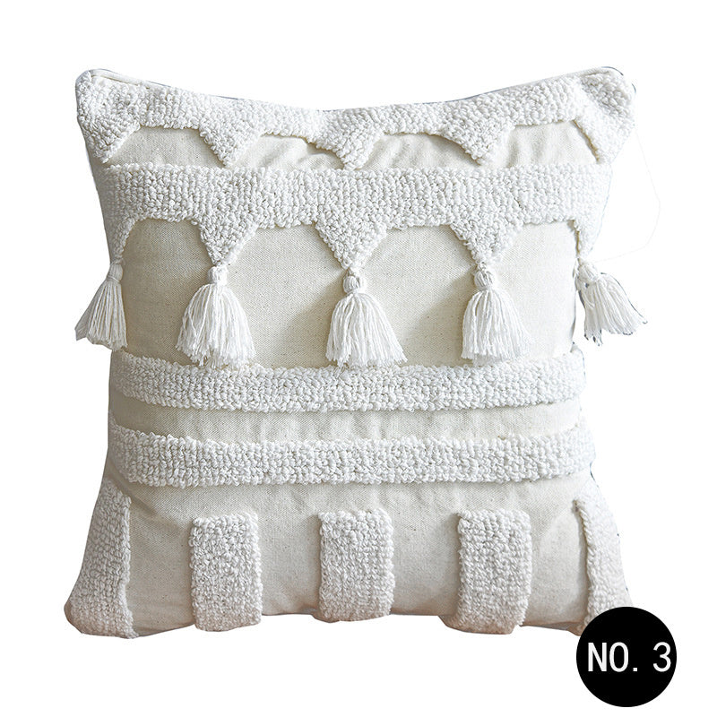 HKM-412563 Moroccan Tufted Geometric Throw Pillowcase in Cotton and Linen, 45x45cm & 50x30cm