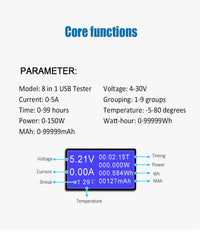 HKM-412627 USB Voltage and Current Power Tester - Mini Counter for Accurate Measurement of Voltage, Current, and Capacity
