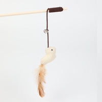 HKM-412755 Hemp Rope Cat Teaser Wand with Wooden Handle - 40cm Length