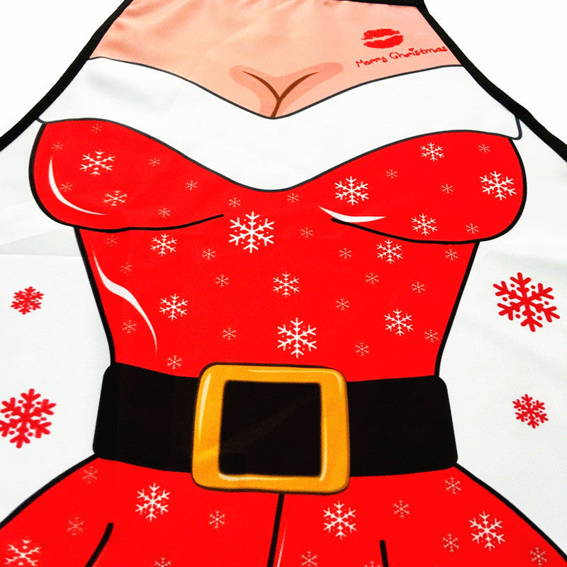 HKM-412883 Festive Women's Christmas Apron in Polyester - 47x70 cm, Lightweight Design, One Piece