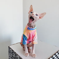 HKM-413011 Tie-Dye Rainbow Vest for Cats - Casual Cotton Pet Apparel