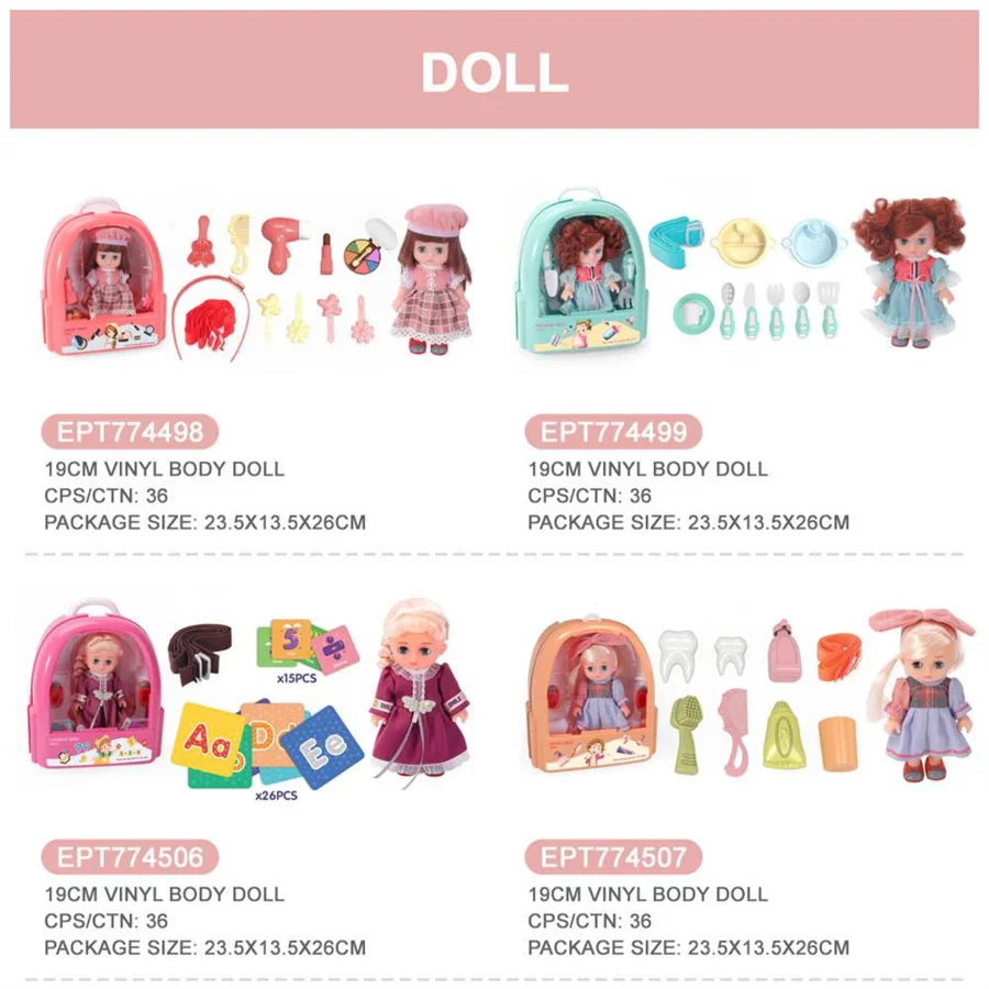 Cute 4.5 Inch Rubber Girl Doll for Pretend Play with Pet House, Ages 0-24 Months