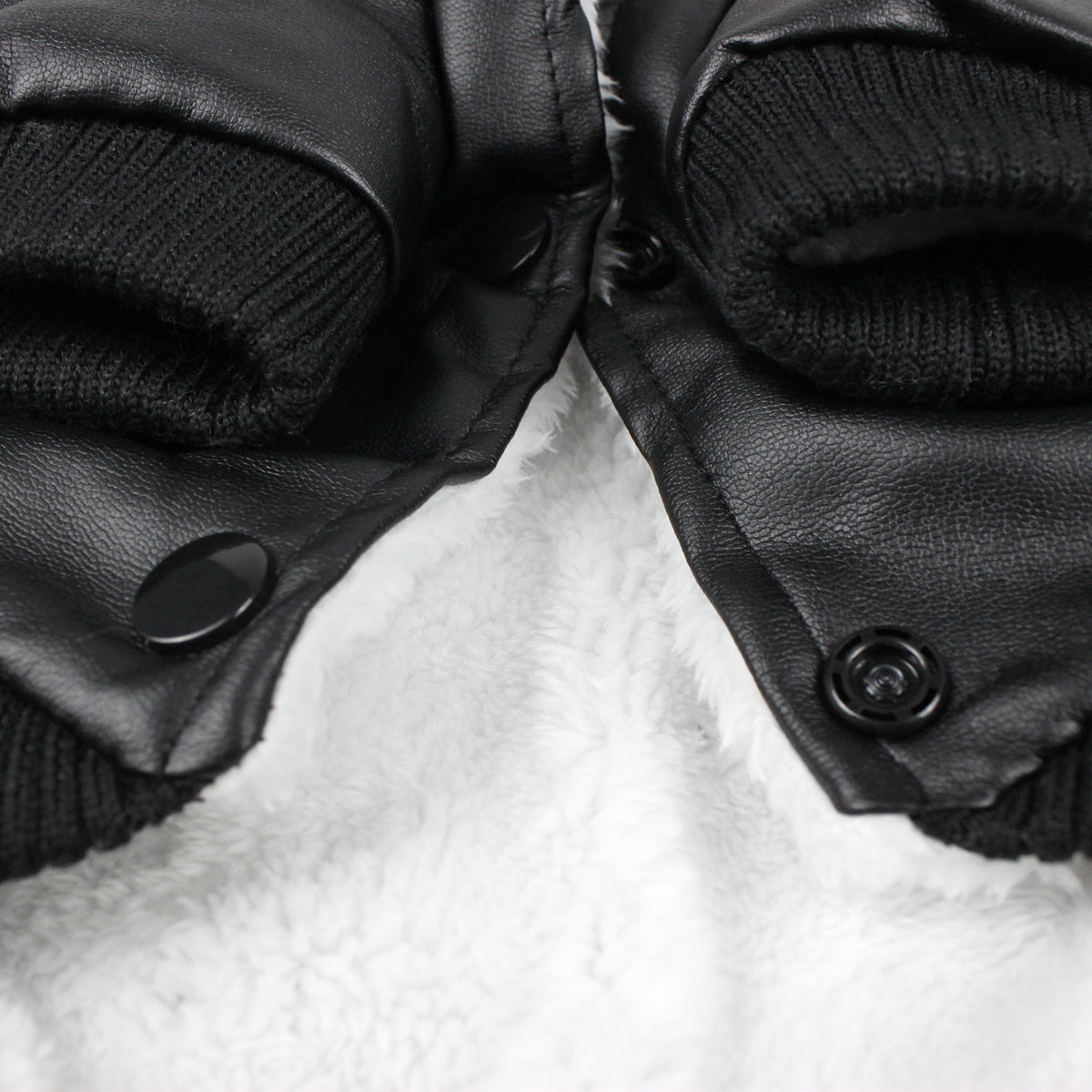 HKM-413267 Autumn and Winter Leather Coat for Dogs with Fur Collar in Black and Wine Red