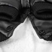 HKM-413267 Autumn and Winter Leather Coat for Dogs with Fur Collar in Black and Wine Red