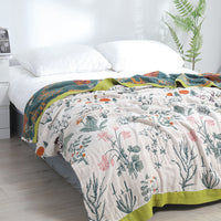 HKM-413267 Jungle Print Cotton Gauze Towel Blanket – Two Sizes Available