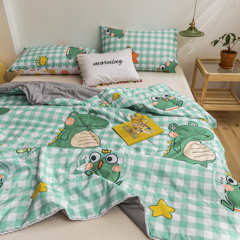HKM-413267 Rainbow Flower Clip Cotton Summer Quilt - Delicate Lace Air Conditioner Quilt for Kids - Multiple Color Options Available