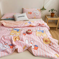 HKM-413267 Rainbow Flower Clip Cotton Summer Quilt - Delicate Lace Air Conditioner Quilt for Kids - Multiple Color Options Available