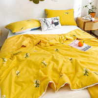 HKM-413267 Rainbow Flower Clip Cotton Summer Quilt - Delicate Lace Air Conditioner Quilt for Kids - Multiple Color Options Available