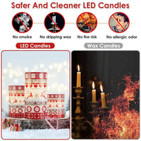 HKM-413395 Christmas Flameless LED Candles Set with Remote, Timer, and 3 Lighting Modes - Deer Flickering Pillar Lights